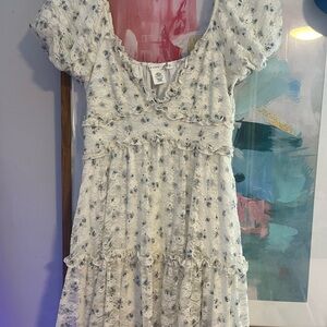 Altar'd State White and Blue Floral Dress